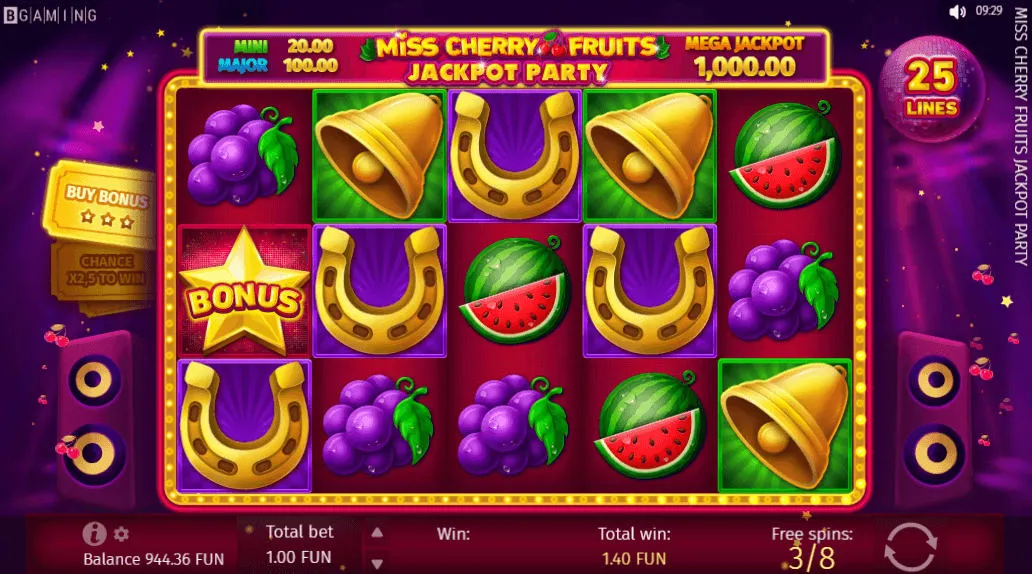 Miss Cherry Fruits Jackpot Party Slot Free Spins